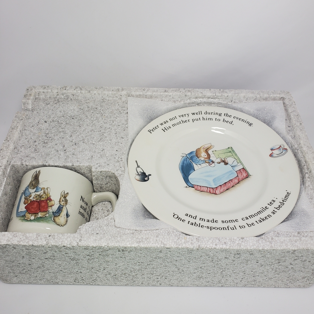 Vintage Peter Rabbit Nursery Child's 3-Piece Dish Set By Wedgwood Beatrix Potter